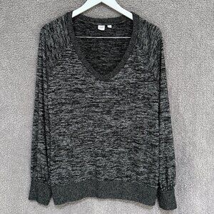 GAP Softspun Blouson Sleeve V-Neck Top Marled Marled Black